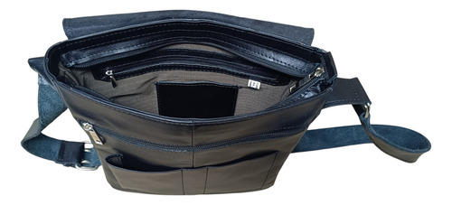 Morral De Cuero Genuino, Chico, Diseño Italiano Negro Lisa
