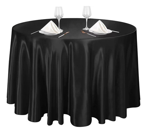 Mantel Redondo De Satén Para Bodas, Mesa De Seda Lisa Y Bril