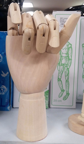 Mão Madeira Articulada 25cm + Boneco Articulado