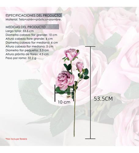 Soku Ramo Rosas Flores Boda Decoración Bouquet Extra Grande Color Rosa