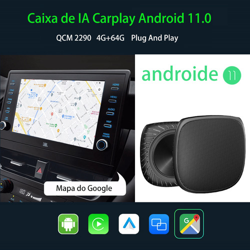 2 Em 1 Carplay Android Auto Sem Fio Wi-fi Universal Adaptadorsuporte Bluetooth, Converte Fio Em Sem Fio Por Cabo Extensão Usb/usb-c/type-ccom iPhone Ios 10+ / Android 11+