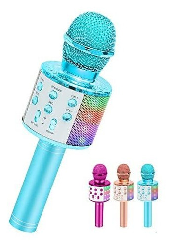 Microfono De Karaoke Para Niños Portatil De Color Azul