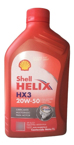 Aceite Shell Helix Hx3 20w50 X 1l