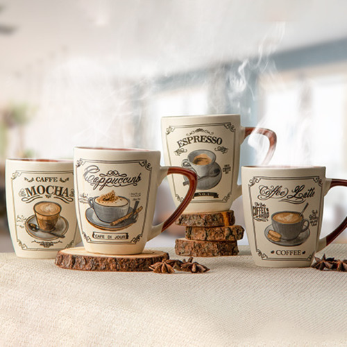 Tazas Crown Baccara 4 Pzas Cerámica 350 Ml C/u Color Café Bohowood