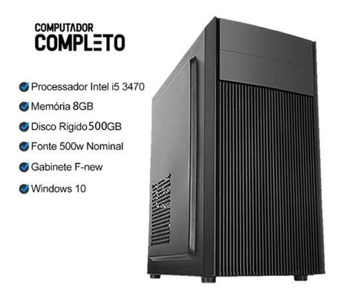 Computador Completo Intel I5 8gb Hd500gb Wifi C/ Monitor W10