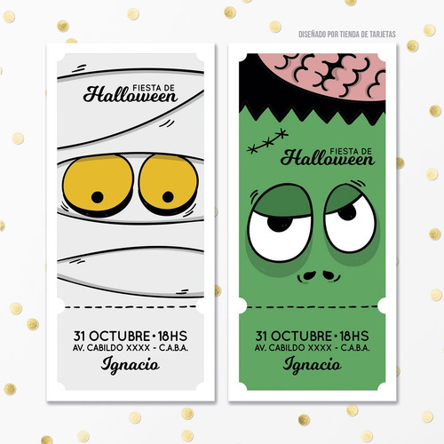 Imagen 1 de 1 de Invitación Digital + Imprimible Ticket Entrada Halloween X2
