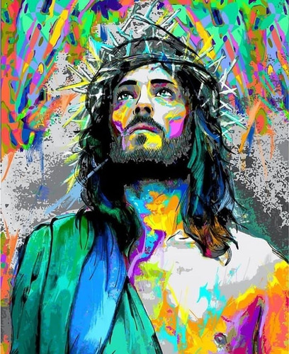 Vinilo Decorativo 60x90cm Jesus Cristo Color Moderno M8