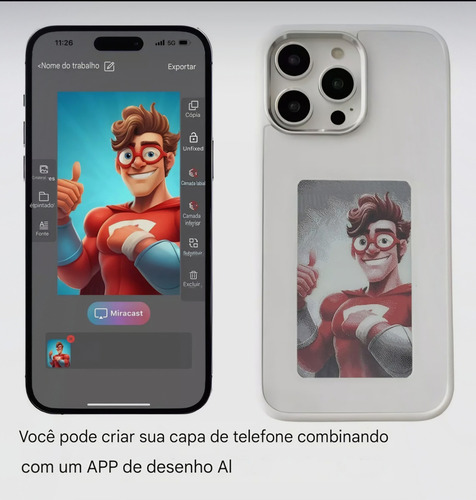 Capa De Telefone Com Projeção De Tela Para iPhone 15 Pro