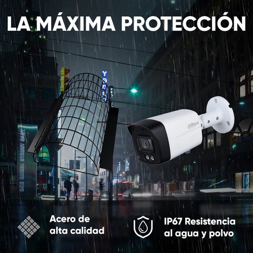Dahua Cámara Bullet Hfw1239tlm-plus-atenea1 Full Color 2 Mp Con Protección Antivandálica Y Letrero Disuasivo Super Adapt Wdr Real 130 Db Microfono Integrado Lente De 3.6mm Led 40m Hfw1239tlm Ip67