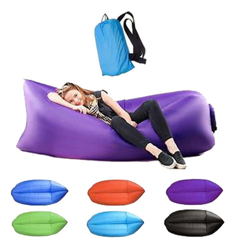 Sofá Cama Portátil Iatable Air, Color Morado, Directo De Fá