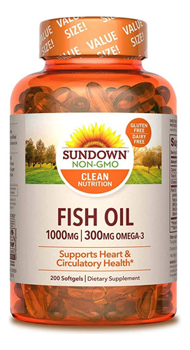 Sundown Naturals Fish Oil 1000 Mg, 200 Cápsulas Blanda