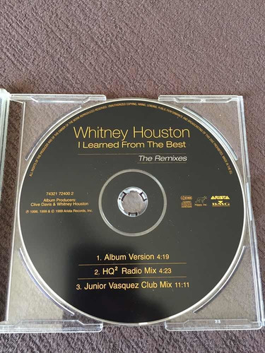 Cd Single Whitney Houston I Learned From The Best Remixes (Usado)