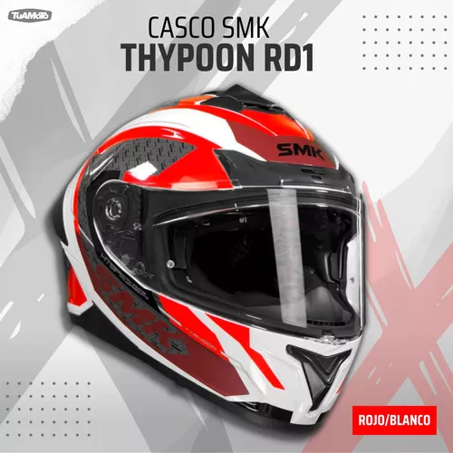 Casco Moto Integral Smk Thypoon Rd1 Rojo Blanco Doble Visor