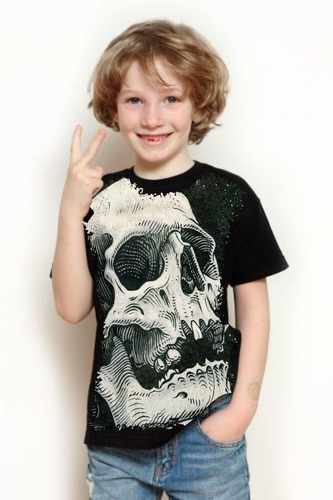 Camiseta Criança Frete Grátis Cranio Caveira Grande