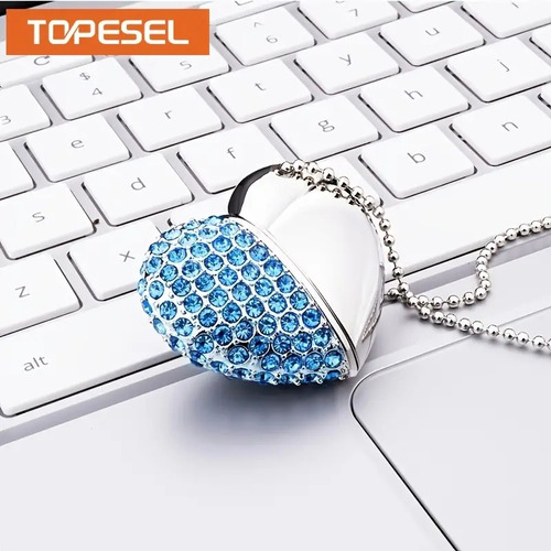 Usb 2.0 Flash Drive 64 Gb En Forma De Corazón Azul Claro Corazón