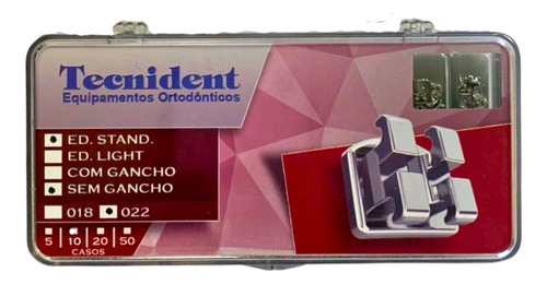 Kit 10 Casos Braquete Edgewise 022 (sem Gancho) - Tecnident