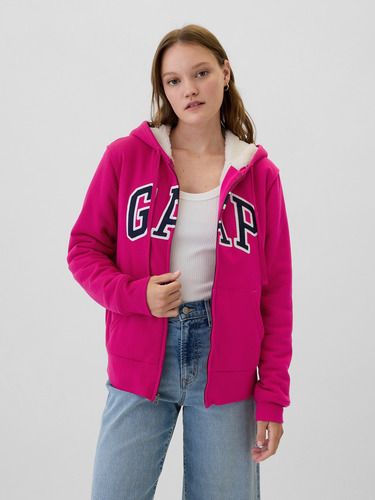 Polerón Gap Logo Sherpa Con Cierre Mujer Morado