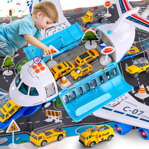 Aerosol De Avión De Carga Para Niños Con Vehículos De Constr