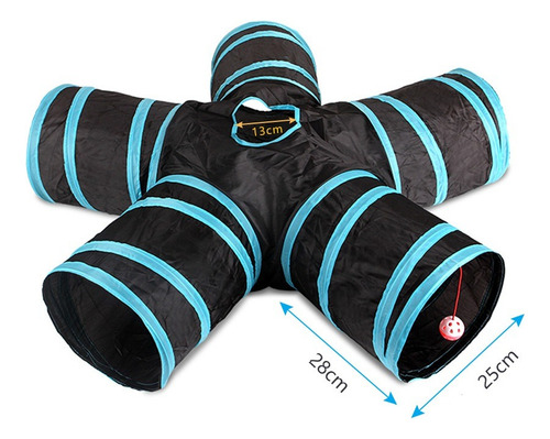 Tunel Plegable 5 Salidas Juego Juguete Para Gatos Mascotas Color Negro/azul