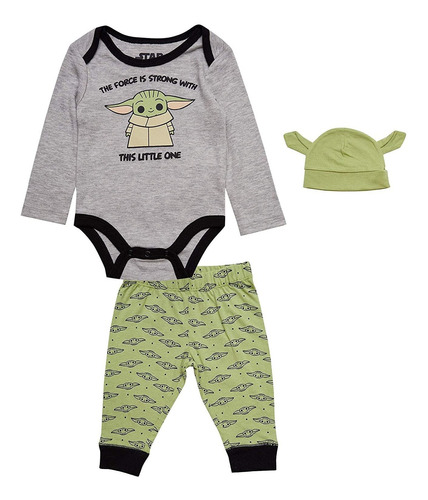 Star Wars The Mandalorian Baby Boys Bodysuit, Pants And Hat