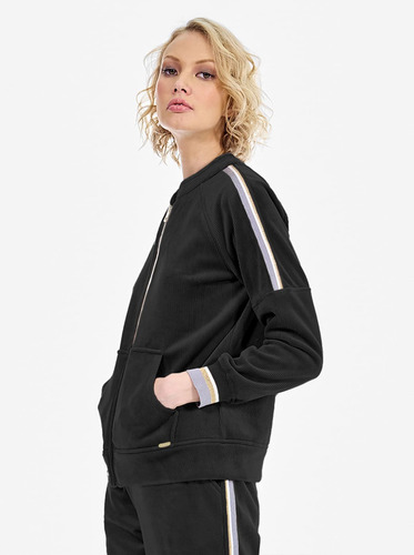 Sudadera Foley's Negra Cierre Comfort Mujer 224836