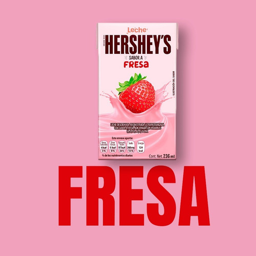 Imagen 3 de 3 de Leche Hershey's Sabor Fresa 236 Ml