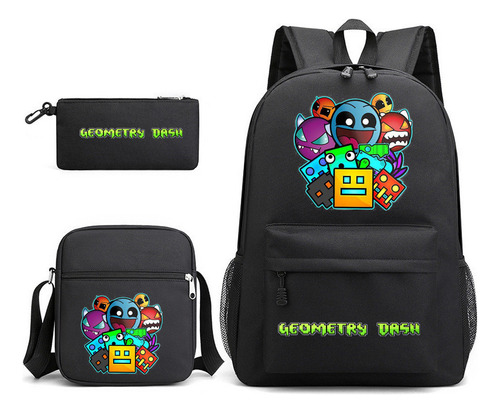 Mochila Escolar Geometry Dash Geometry Sprint De Tres Piezas