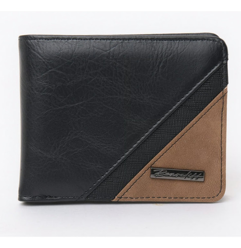 Billetera De Hombre Marca Bearcliff Cuero Sintético Negro Y Marrón Liso