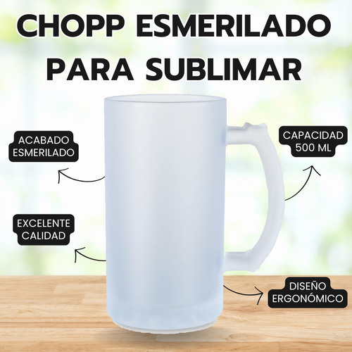 Chopp Vidrio Esmerilado Para Sublimar Transparente X 20 Uni Blanco Esmerilado