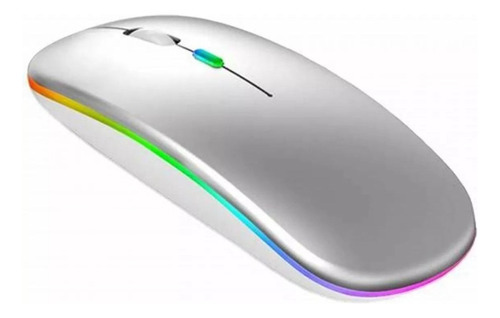 Mouse Sem Fio Recarregável Hmaston Led Rgb 1600 Dpi Wirelles Cor Prata