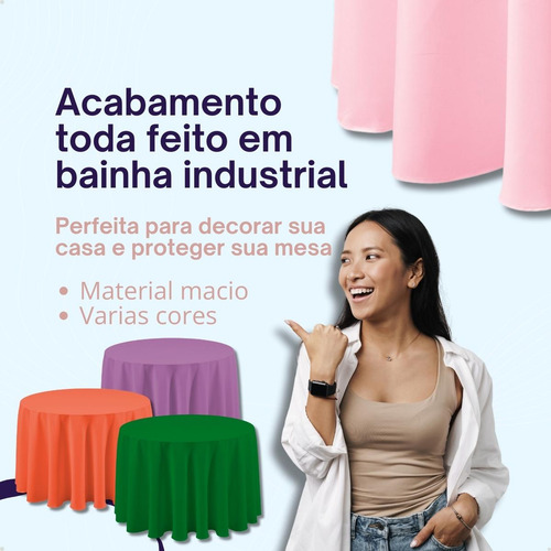 Kit 10 Toalha De Mesa Redonda 3 Metros Diâmetro Oxford Festa Com Bainha Industrial