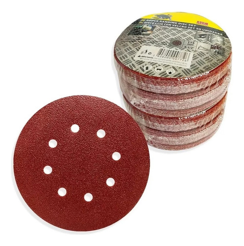 50 Disco Lija Pulir Madera 115mm Con Velcro Granos Color Grano 40