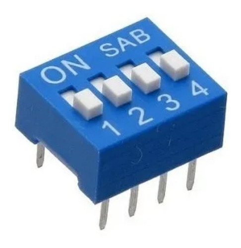 5 X Interruptor Dip Switch 4 Posiciones 2.5mm Azul