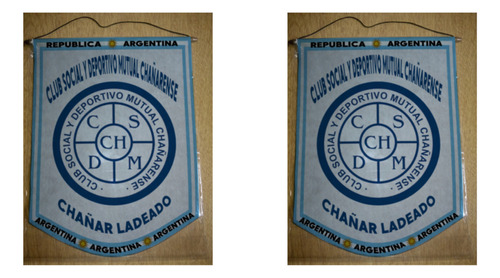 Banderin Grande 40cm Club Mutual Chañarense Chañar Ladeado