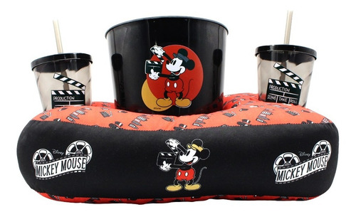 Kit Pipoca Almofada Balde E Copos Disney Mickey Mouse