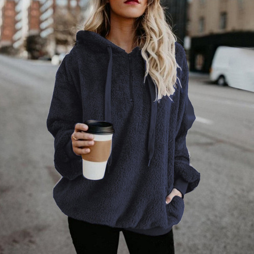Sudadera Con Capucha Sólida De Invierno De Talla Grande Para