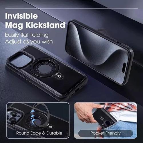 Funda De Cuero Invisible Para iPhone Funda De Cuero Magnética