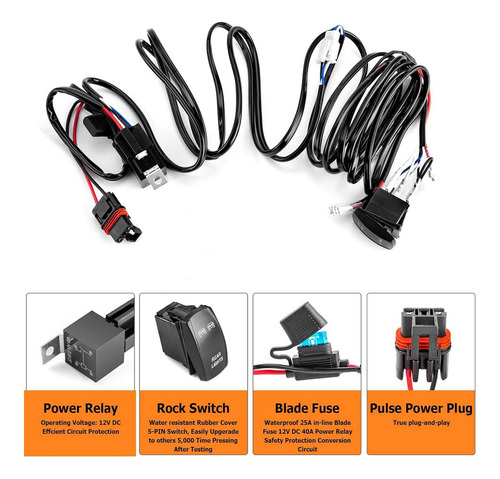 Arnés De Cableado De Barra De Luz, 300 W, Plug Play, 16awg