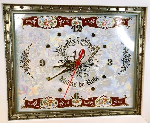 Imagem 3 de 5 de Relógio Bodas Rubi 40 Anos Casamento 27x32cm