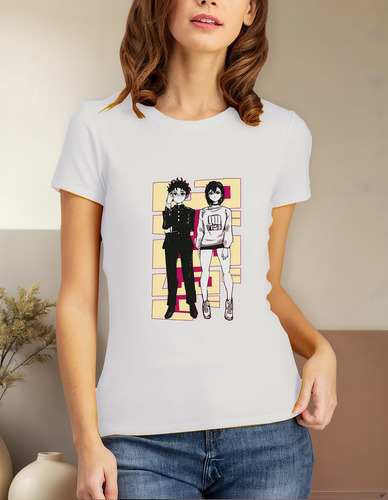 Playera Dandadan Okarun Ayase Mujer Anime Blanca Negra