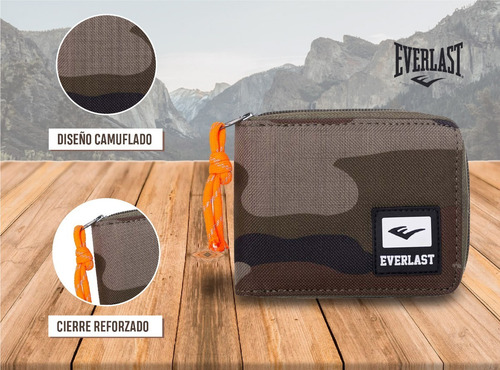 Billetera Everlast Tarjetero Hombre 2 En 1 Cierre Reforzado