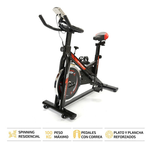 Imagen 2 de 8 de Bicicleta De Spinning Fija Femmto Bici Con Disco Fitness