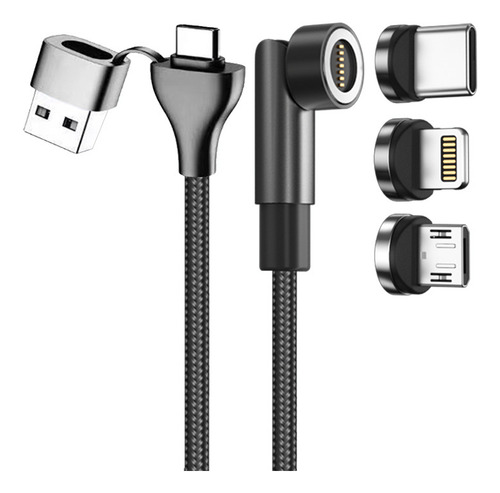 Cable Magnético 3 En 1 Negro 3 En 1 Pd Fast Charge