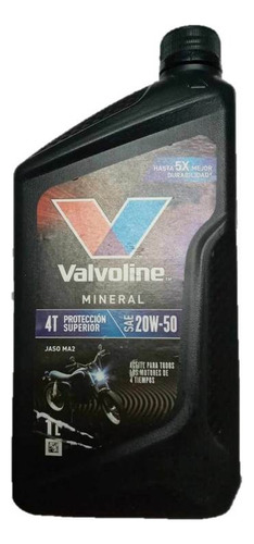 Aceite Motocicleta Valvoline 4t 20w50 Mineral 1 Litro