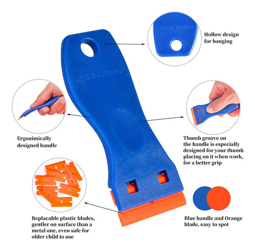 Juego De 11 Piezas (1 Raspador De Plástico Azul Y 10 Cuchill