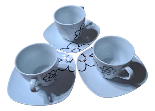 Tazas Cerámica Con Dibujos De Flores Básicas Negras 7 Cm Blanco Flor (Usado)