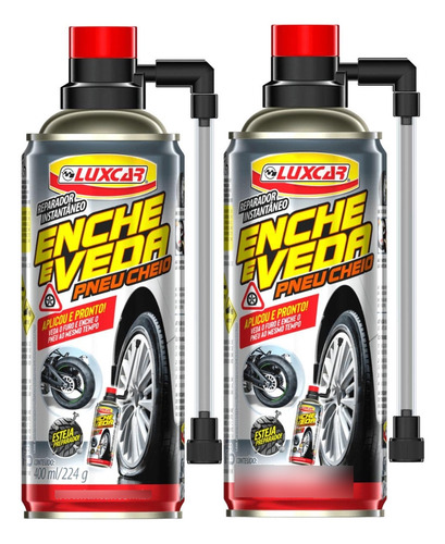 Kit 2 Reparador Instantâneo Pneus Enche E Veda Pneu Luxcar