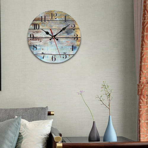 Ii Relojes De Pared De Madera Silenciosos Multicolores
