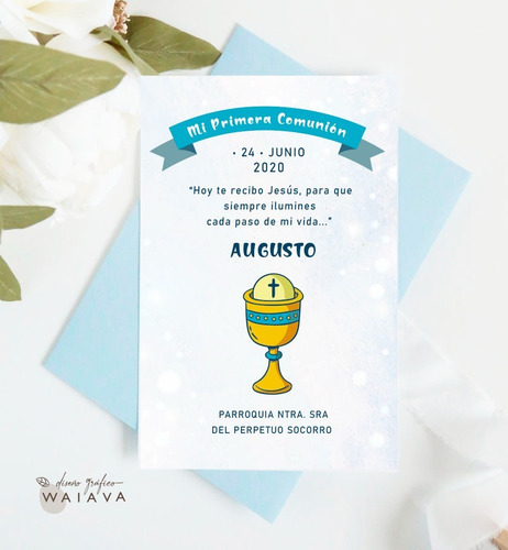 Imagen 9 de 10 de Tarjetitas Nenes Primera Comunión Estampas X 4u