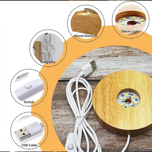 2 Luces Nocturnas Led Bolas De Cristal 3d Luna De Escritorio